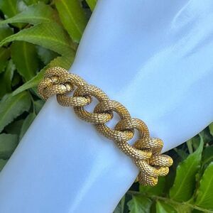 Anne Klein gold tone textured link toggle clasp bracelet